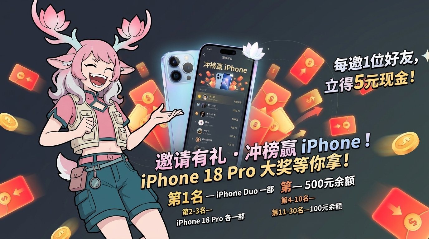 邀请好友 · 共赢 iPhone 18 Pro